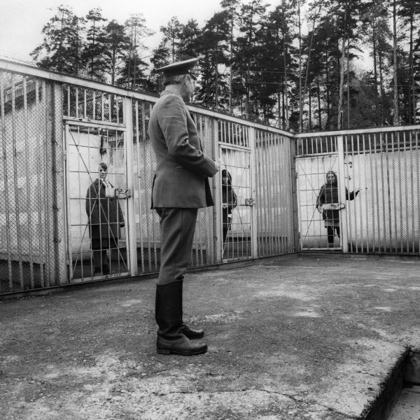 Yard privileges for solitary confinement prisoners:one half hour a day in outdoor cages.  Perm Penal Colony for Women, Perm, former U.S.S.R., 1990.